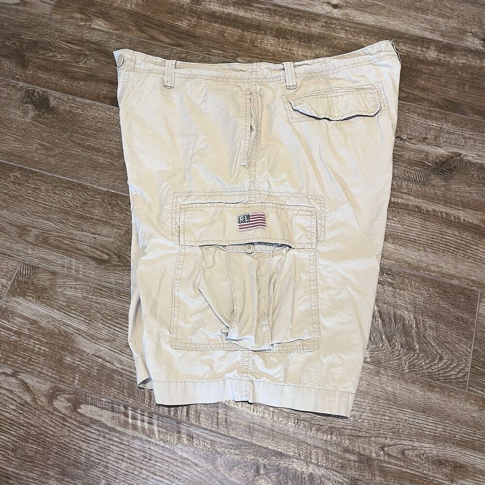 Vtg Polo Jeans Company Ralph Lauren Shorts Men’s 38 Khaki Cargo Flag Patch READ
